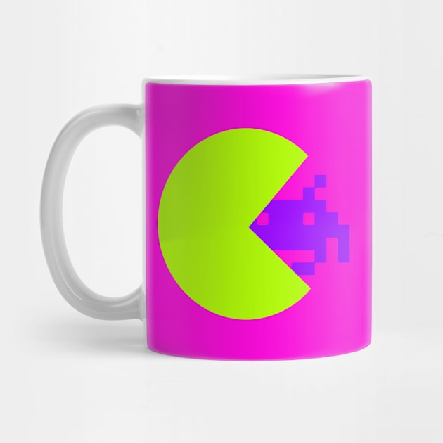 PACMAN vs SPACE INVADER GREEN NEON by BITLY